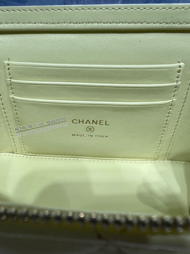 Chanel專櫃23P新款長盒羊皮盒子包 AP3301Y 香奈兒山茶花調節扣鏈條女包化妝包 djc5180